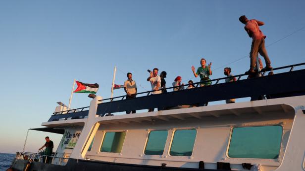 FILE PHOTO: Global Sumud Flotilla boats off Crete island, Greece, heading to Gaza