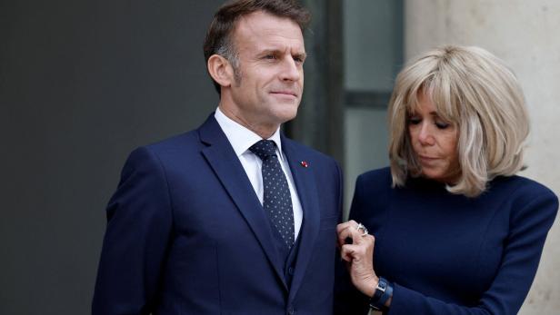 French President Macron at the Elysee Palace in Paris