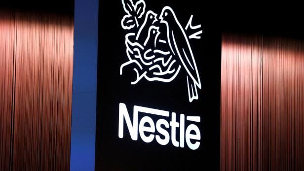 FILE PHOTO: The Nestle logo is seen during the opening of the 151st Annual General Meeting of Nestle in Lausanne Das Nestle-Logo