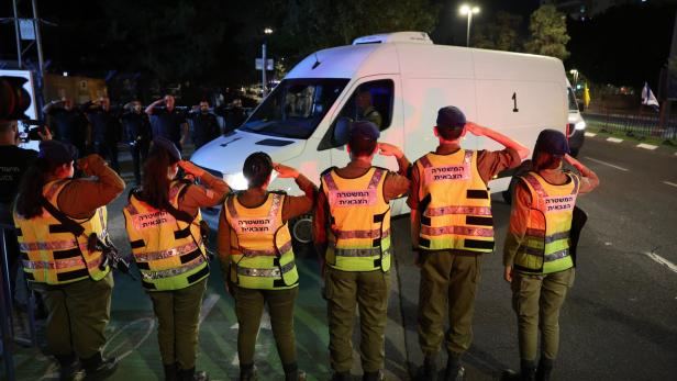 Bodies of Israeli hostages arrive at the National Center of Forensic Medicine in Tel Aviv