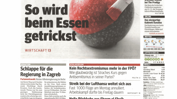 Schlagzeile vom 09.11.2015So wird beim Essen getrickstKurier