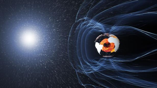 Eine Darstellung des Magnetfeldes der Erde