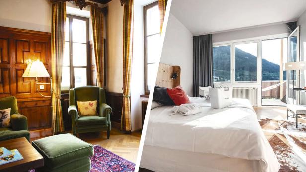 Bildvergleich zwischen Fauteils und Holzverkleidung in der Solitude oder eher reduzierter Einrichtung im Miramonte