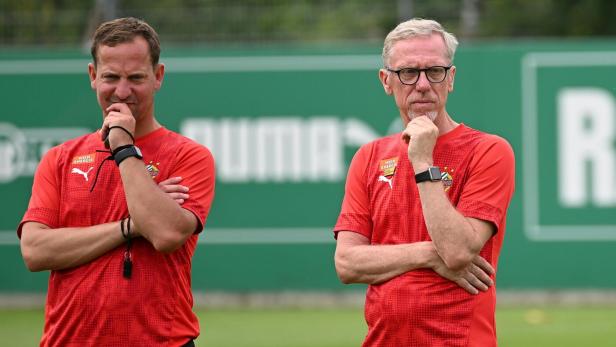 Thomas Sageder (l.) war Assistent von Peter Stöger bei Rapid 