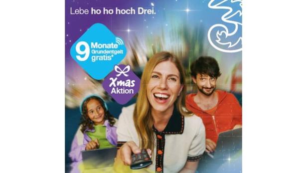 Drei X-Mas Data: Stabiles Boost! Internet jetzt mit 9 Monaten gratis* Grundentgelt Drei X-Mas Data: Stabiles Boost! Internet jetzt mit 9 Monaten gratis* Grundentgelt