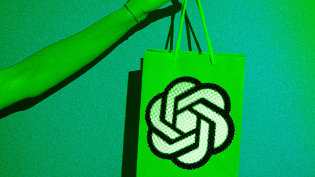 ChatGPT Logo auf einem Einkaufssackerl.