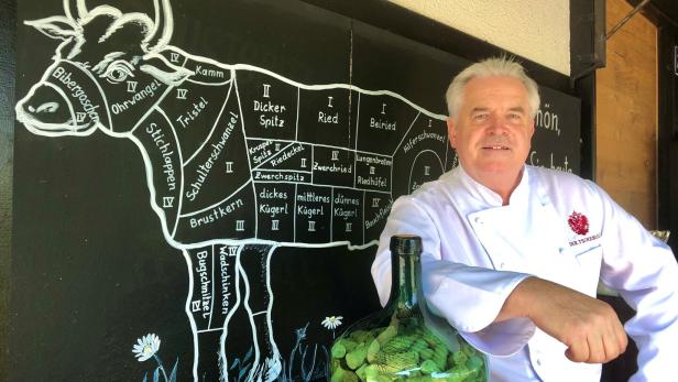 46-219800176 Der Wirt Hannes Tschemernjak steht in seinem Lokal "Tschebull".