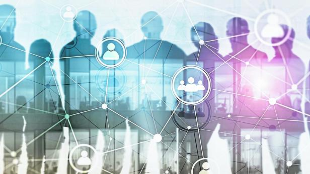 Double exposure people network structureþþ HR - Human resources management and recruitment concept. Netzwerk