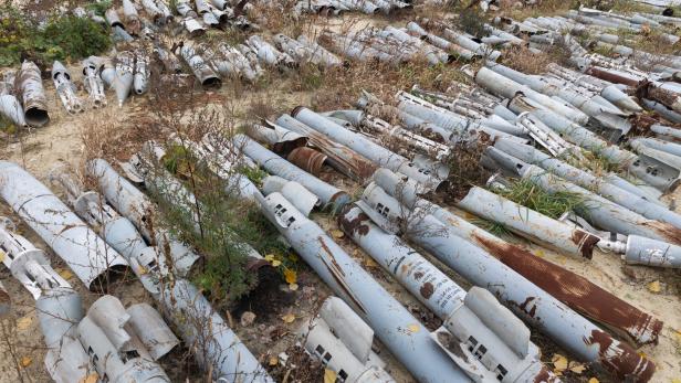 Raketenfriedhof in Charkiw Raketenfriedhof in Charkiw