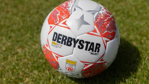 Ein Fußball liegt auf dem Rasen.