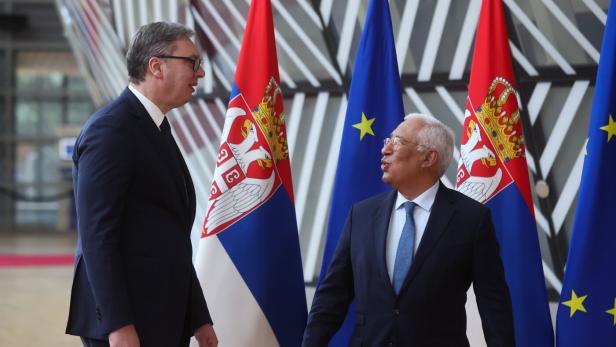 European Council President Antonio Costa meets Serbia's President Vucic in Brussels