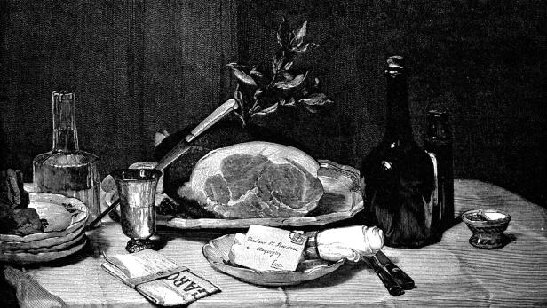 Still Life with Ham by Philippe Rousseau - 19th Century