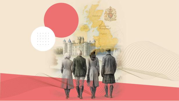 Königliche Familie vor dem Schloss Balmoral