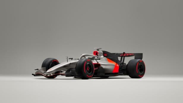 Der neue Formel-1-Audi ist silber, rot und schwarz.