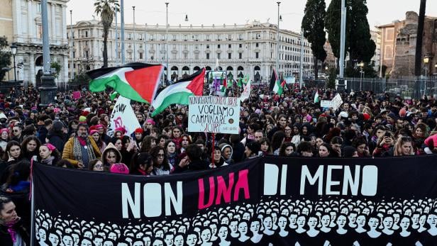 Protest ahead of the International Day for the Elimination of Violence against Women in Rome