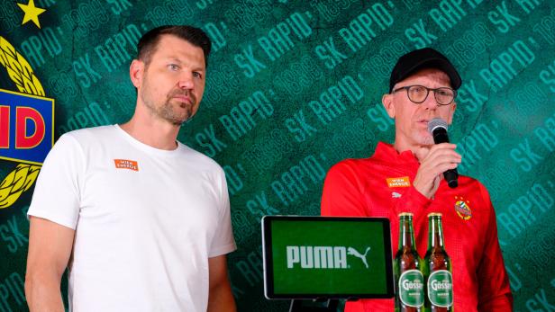 Ex-Trainer Stöger (r.) und Sportchef Katzer