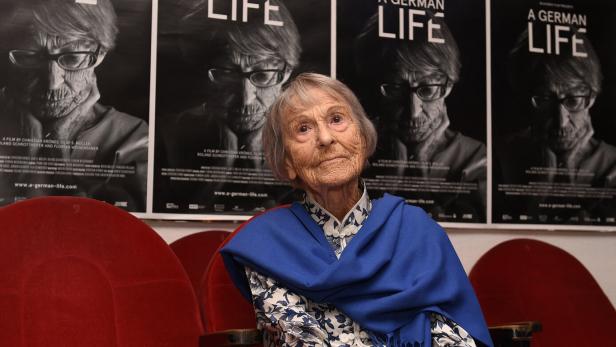 Brunhilde Pomsel im Alter von 103 Jahren, als sie über ihre Arbeit für Goebbels sprach.