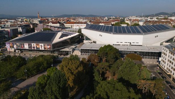 Die Außenansicht der Wiener Stadthalle.