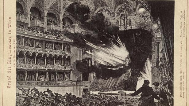 Alte Ansicht des Ringtheater-Brandes