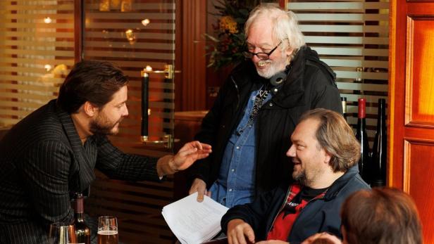 Wolfgang Becker mit seinen Darstellern Daniel Brühl und Charly Hübner im Gespräch