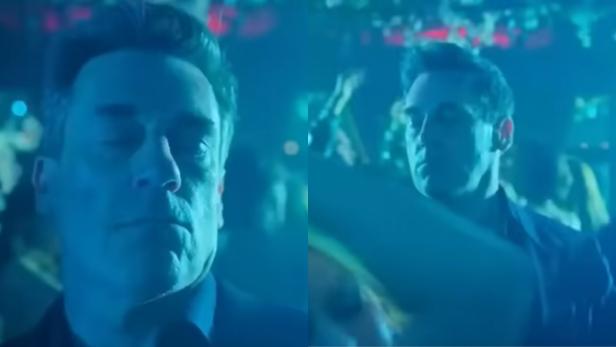 Jon Hamm tanzt mit geschlossenen Augen in einer Clubszene aus der Serie „Deine Freunde & Nachbarn“, die als Meme viral ging.