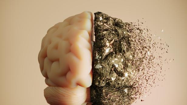 Human brain with cognitive decline concept