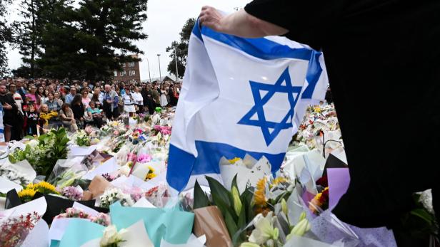 Memorial in honour to victims of a mass shooting at Bondi Beach, in Sydney