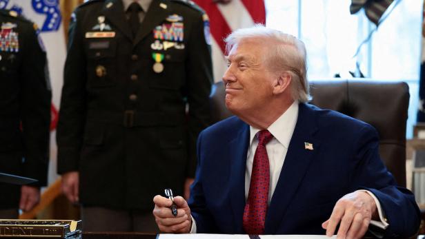 U.S. President Donald Trump participates in a Mexican Border Defense Medal presentation at the White House in Washington