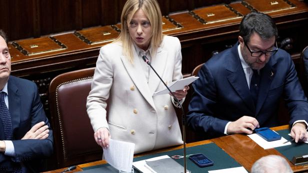 Italy's PM Meloni addresses the lower house of the Parliament in Rome, ahead of a European Council in Brussels