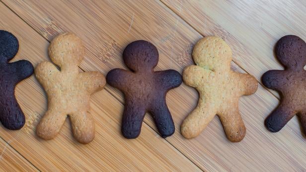 Sad burnt and ready colorful gingerbread cookies