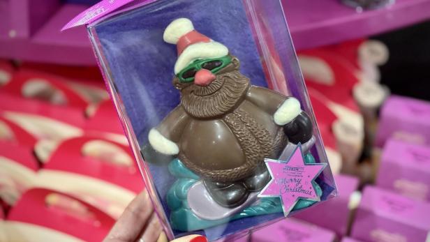 Schokosanta mit Sonnenbrille in Verpackung