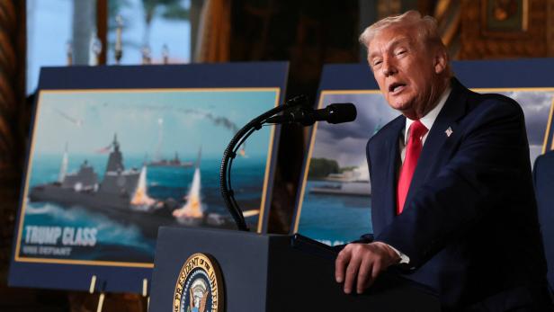 U.S. President Trump announces the Navy's "Golden Fleet", at Mar-a-lago in Palm Beach