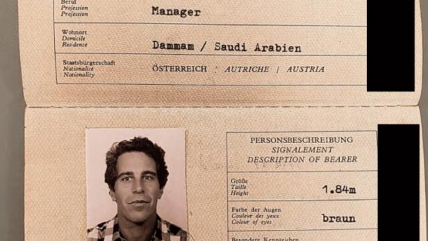 Foto des Passes von Epstein aus den Akten des US-Justizministeriums.