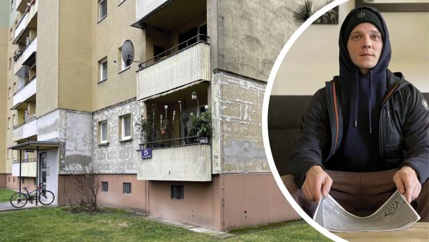 Stefan Böheim sitzt in seiner Gemeindebauwohnung in der Donaustadt.