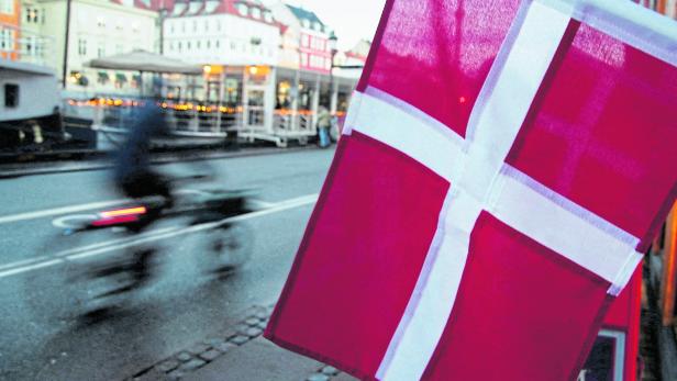 Ein Radler in Kopenhagen