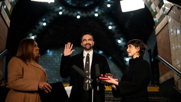 Zohran Mamdani is sworn in as mayor of New York City at Old City Hall Station, New York
