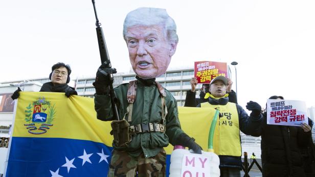 Protest in Seoul against US military action in Venezuela