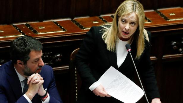FILE PHOTO: Italy's Prime Minister Meloni attends question time at the lower house of parliament, in Rome