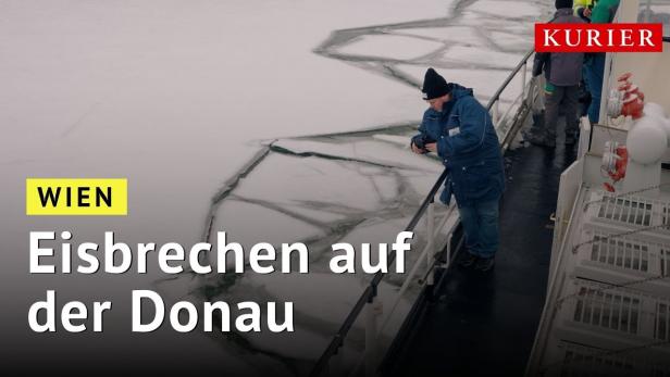 Wo "die Lady" das Eis der Donau bricht: Motorschiff im Winterdienst