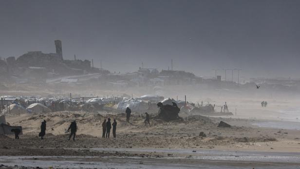 Tents used by displaced Palestinians, in Gaza City