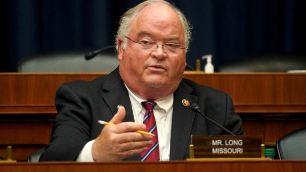 FILE PHOTO: Rep. Billy Long (R-MO) asks questions to Dr. Richard Bright during a House Energy and Commerce Subcommittee on Health hearing in Washington