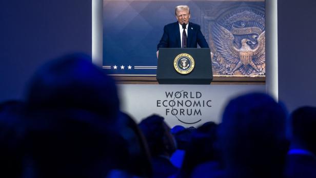 Donald Trump in einer Videobotschaft beim WEF-Treffen 2025.