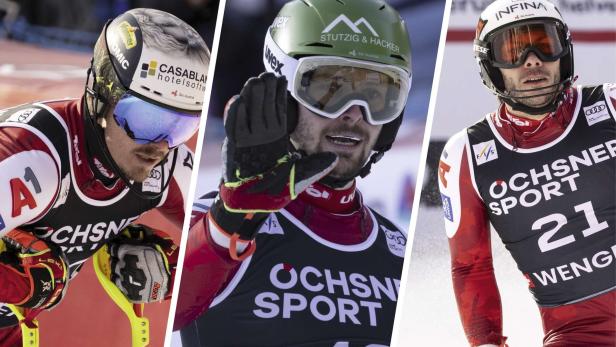Gemischte Gefühle im ÖSV-Slalomteam: Manuel Feller (11.) patzte, Joshua Sturm (Mitte) erreichte als 16. sein bestes Weltcupergebnis, Michael Matt (7.) war heuer noch nie so gut