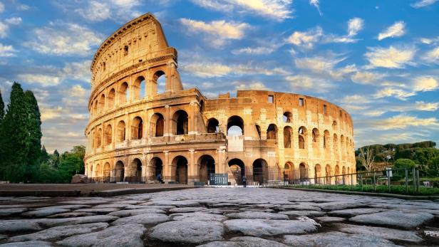 Colosseum at sunset in Rome, Italy.
