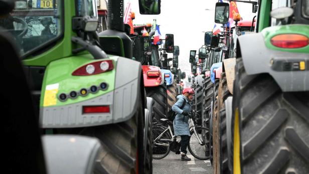 Demonstrierende Bauern vor dem EU-Parlament