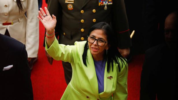 Venezuela's interim president Delcy Rodriguez delivers her first annual address to the nation at the National Assembly