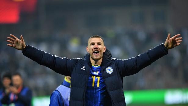 Edin Dzeko jubelt seinen Fans zu.
