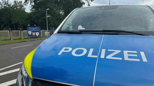 Police car blocks entrance to German military base of Cologne Wahn