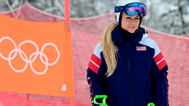 Lindsey Vonn auf der olympischen Abfahrtspiste von Cortina