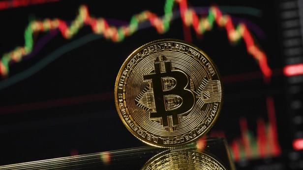 Goldene Bitcoin-Münze
